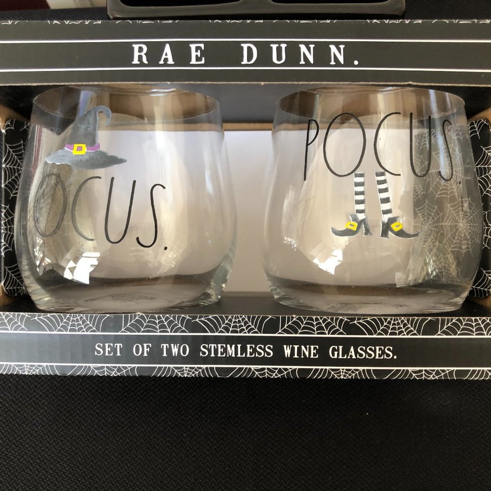 RAE DUNN HALLOWEEN WINE GLASS SET NEW!